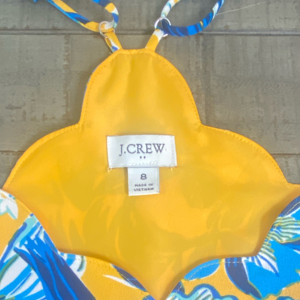 J. Crew Floral scalloped spaghetti strap cami top size 8 Blue Yellow - Picture 12 of 17